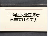 丰台区执业医师考试需要什么学历