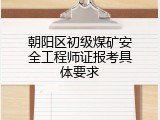 朝阳区初级煤矿安全工程师证报考具体要求