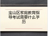 宝山区家庭教育指导考试需要什么学历
