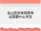 宝山区软考高级考试需要什么学历