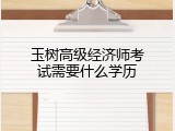 玉树高级经济师考试需要什么学历