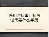 呼和浩特审计师考试需要什么学历