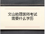 文山助理医师考试需要什么学历