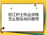 怒江护士执业资格怎么报名培训费用