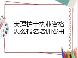 大理护士执业资格怎么报名培训费用