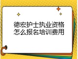 德宏护士执业资格怎么报名培训费用