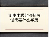 湖南中级经济师考试需要什么学历