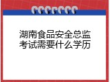 湖南食品安全总监考试需要什么学历