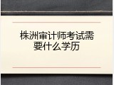 株洲审计师考试需要什么学历