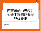 西双版纳中级煤矿安全工程师证报考具体要求