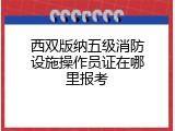 西双版纳五级消防设施操作员证在哪里报考