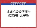 株洲初级经济师考试需要什么学历