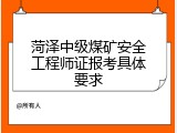 菏泽中级煤矿安全工程师证报考具体要求