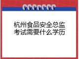 杭州食品安全总监考试需要什么学历