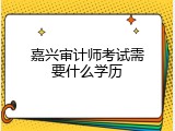 嘉兴审计师考试需要什么学历