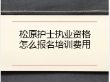 松原护士执业资格怎么报名培训费用