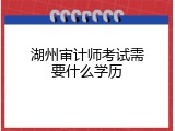 湖州审计师考试需要什么学历