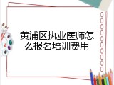 黄浦区执业医师怎么报名培训费用