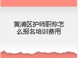 黄浦区护师职称怎么报名培训费用