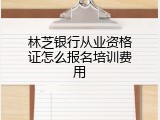 林芝银行从业资格证怎么报名培训费用