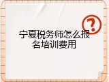 宁夏税务师怎么报名培训费用