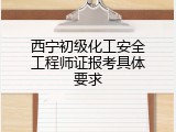 西宁初级化工安全工程师证报考具体要求