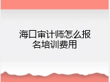 海口审计师怎么报名培训费用