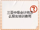 三亚中级会计师怎么报名培训费用