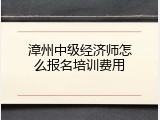 漳州中级经济师怎么报名培训费用