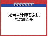 龙岩审计师怎么报名培训费用