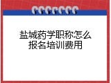 盐城药学职称怎么报名培训费用