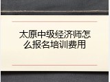 太原中级经济师怎么报名培训费用