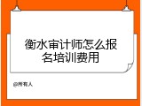 衡水审计师怎么报名培训费用