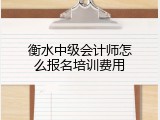 衡水中级会计师怎么报名培训费用
