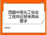 西藏中级化工安全工程师证报考具体要求