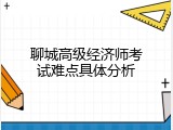 聊城高级经济师考试难点具体分析