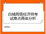 白城高级经济师考试难点具体分析