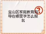 宝山区家庭教育指导在哪里学怎么报名