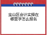 宝山区会计实操在哪里学怎么报名