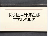 长宁区审计师在哪里学怎么报名