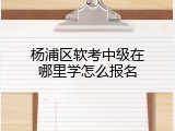 杨浦区软考中级在哪里学怎么报名