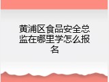 黄浦区食品安全总监在哪里学怎么报名