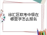 徐汇区软考中级在哪里学怎么报名