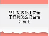 丽江初级化工安全工程师怎么报名培训费用