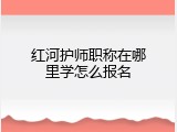 红河护师职称在哪里学怎么报名