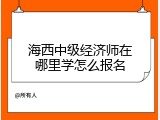 海西中级经济师在哪里学怎么报名