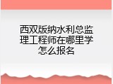 西双版纳水利总监理工程师在哪里学怎么报名