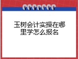 玉树会计实操在哪里学怎么报名