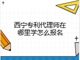西宁专利代理师在哪里学怎么报名