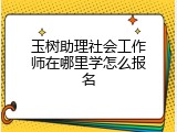 玉树助理社会工作师在哪里学怎么报名